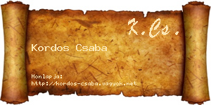 Kordos Csaba névjegykártya