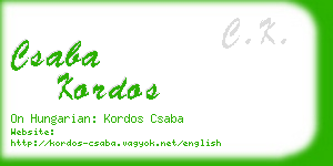 csaba kordos business card